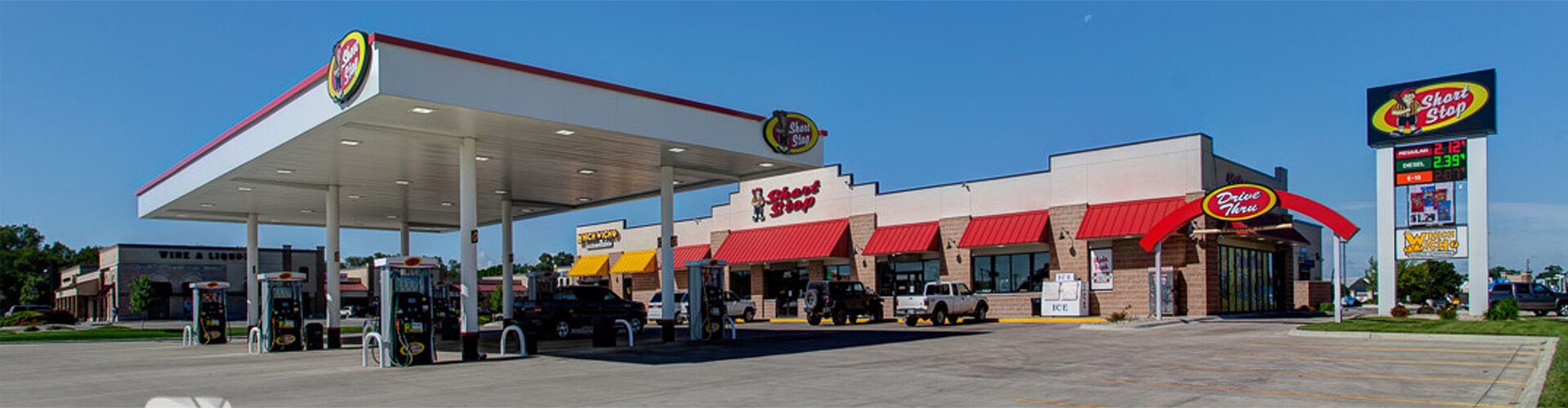 gas pumps and convenience store
